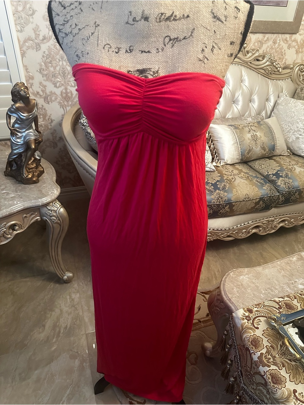 MCM Strapless Ruched Bust Maxi Dress in Fuchsia - Picture 3 of 8
